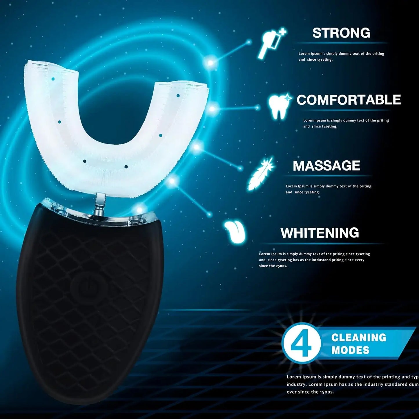 U-Shaped Electric Toothbrush – 360° Clean & 3 Heads
