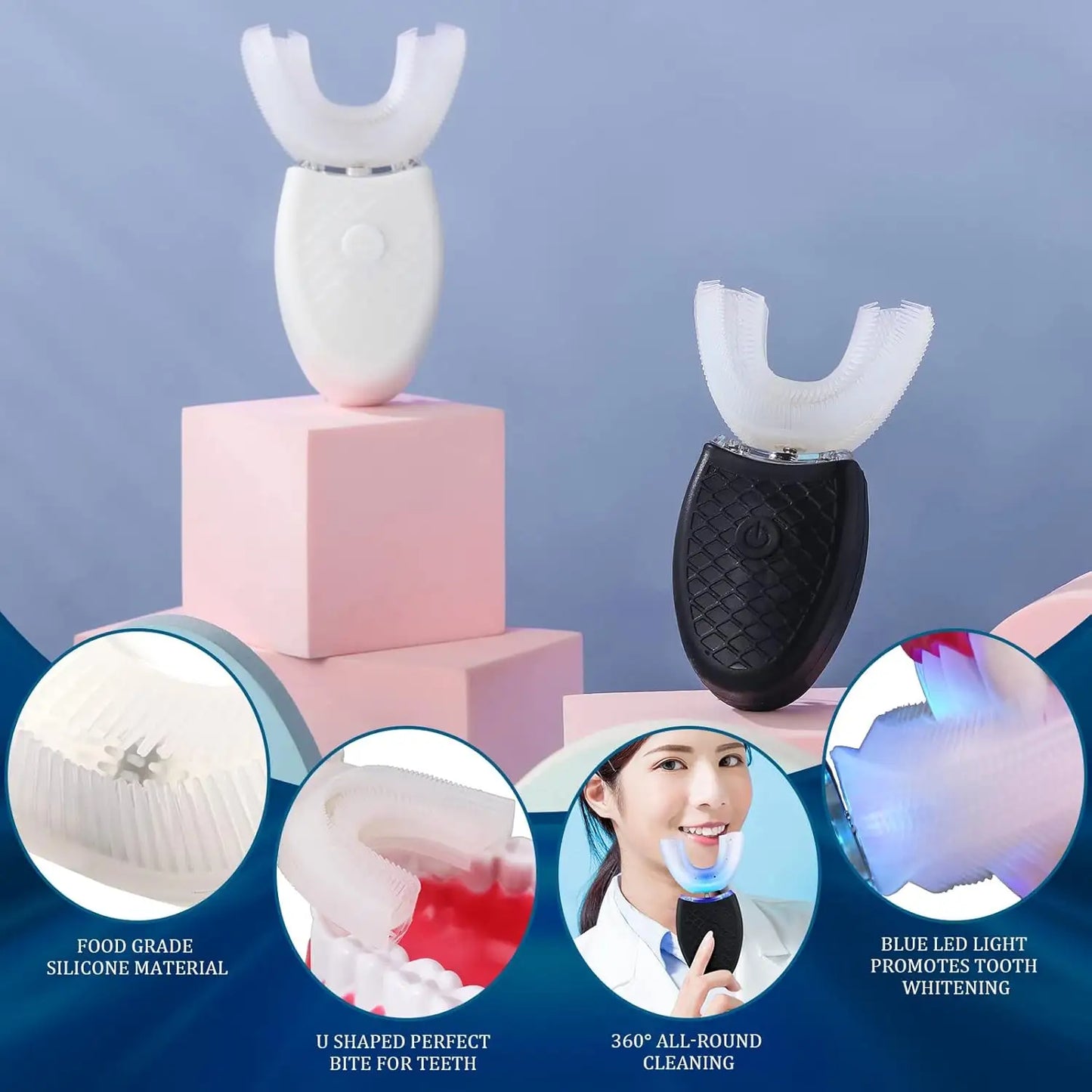 U-Shaped Electric Toothbrush – 360° Clean & 3 Heads