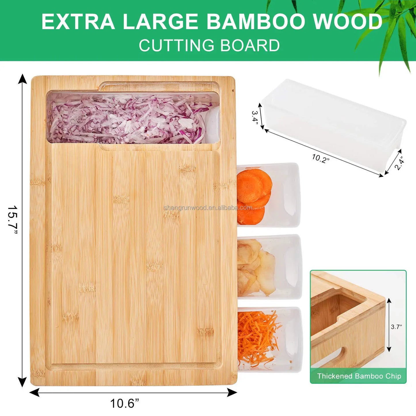 Bamboo Chopping Board Set – 4 Containers & Graters